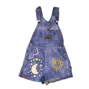 Washington Dee Cee Shortalls Womens S Blue Good Vintage Celestial‎ Sun Moon Boho